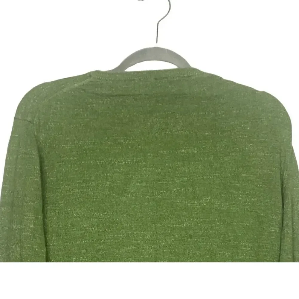 J. Crew Mens Breathable V Neck Long Sleeve Pullover Sweater Cotton L Green